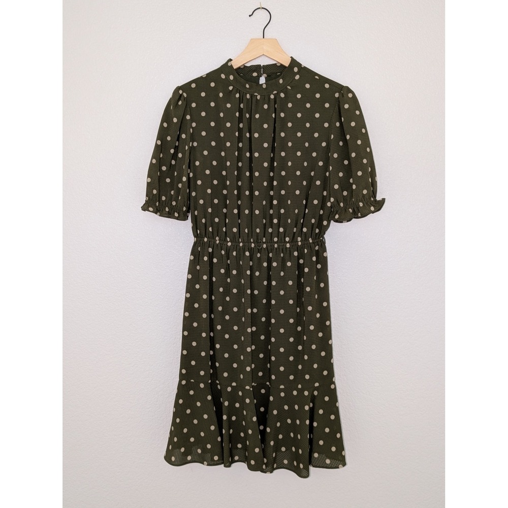 Tommy Hillfiger Olive Green Polka Dot Mini Dress